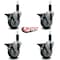Service Caster 4'' Gray Poly Swivel 1-1/8'' Expanding Stem Caster Set with Brake, 4PK SCC-EX20S414-PPUB-PLB-118-4 - alternate 4